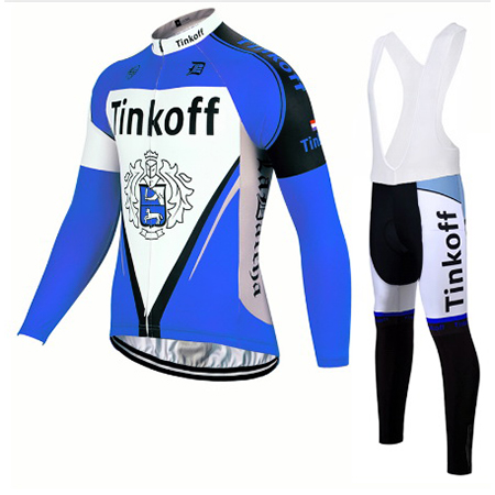 2017 Maillot Tinkoff Tirantes Mangas Largas azul